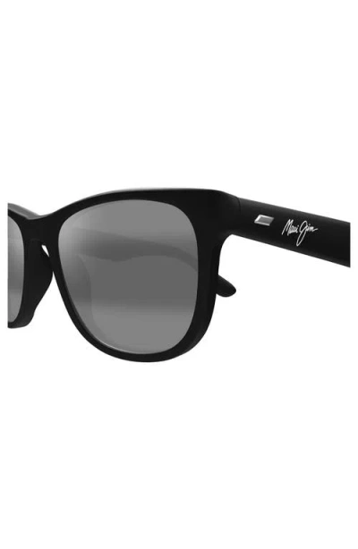 Maui Jim Kikonia Xl 53mm Wraparound Rectangular Sunglasses In Matte Black/neutral Grey