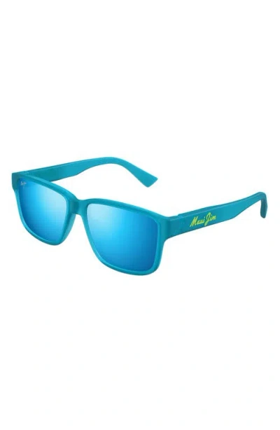 Maui Jim 58mm Polarizedplus2® Rectangular Sunglasses In Matte Trans Blue/blue Hawaii