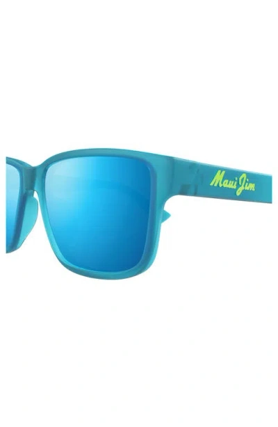 Maui Jim 58mm Polarizedplus2® Rectangular Sunglasses In Matte Trans Blue/blue Hawaii