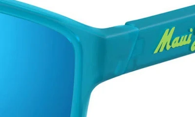 Maui Jim 58mm Polarizedplus2® Rectangular Sunglasses In Matte Trans Blue/blue Hawaii