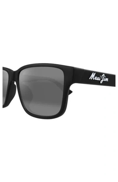 Maui Jim 58mm Polarizedplus2® Rectangular Sunglasses In Matte Black/neutral Grey