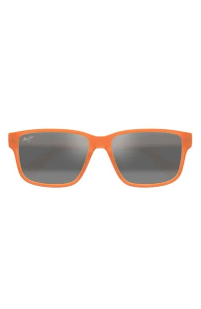 Maui Jim 58mm Polarizedplus2® Rectangular Sunglasses In Matte Transparent Orange Grey