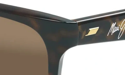 Maui Jim Kikonia Xl 56mm Polarizedplus2® Rectangular Sunglasses In Shiny Melange Brown Havana