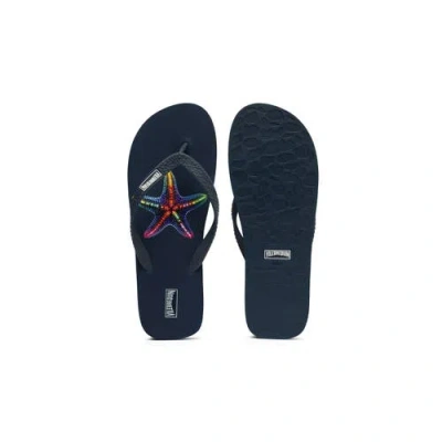 Vilebrequin Vbq Line Flip Flops In Bleu Marine