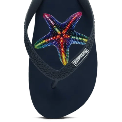 Vilebrequin Vbq Line Flip Flops In Bleu Marine