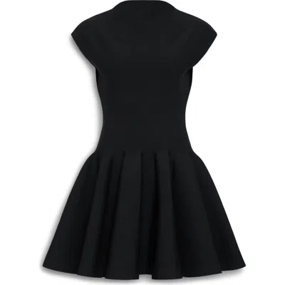Alaïa Knitted Skater Dress In Noir Alaia
