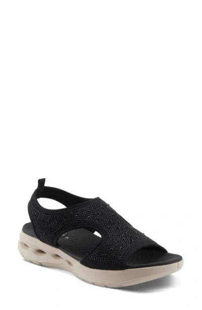 Flexus By Spring Step Gosselin Ankle Strap Platform Wedge Sandal In Black