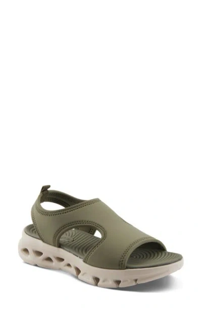 Flexus By Spring Step Guzman Ankle Strap Platform Wedge Sandal In Olive Green