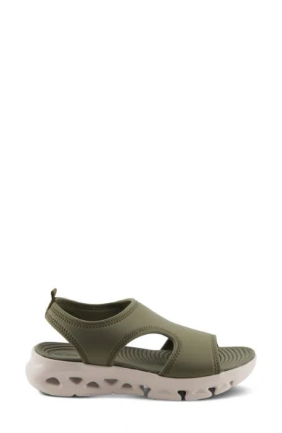 Flexus By Spring Step Guzman Ankle Strap Platform Wedge Sandal In Olive Green