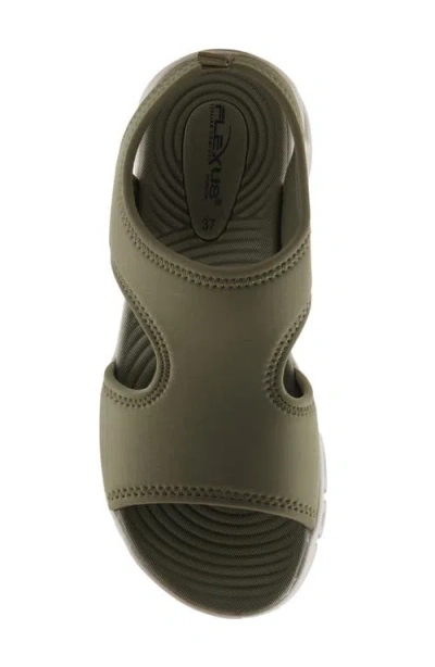 Flexus By Spring Step Guzman Ankle Strap Platform Wedge Sandal In Olive Green