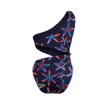 Vilebrequin Disco Stars Assymetric Bikini One-piece Swimsuit In Blue