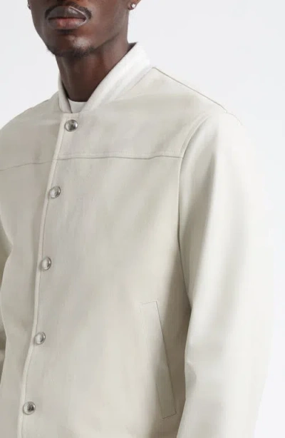 Eleventy Leather Bomber Jacket In White