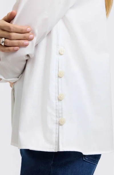 Foxcroft Beatrice Side Button Shirt In White