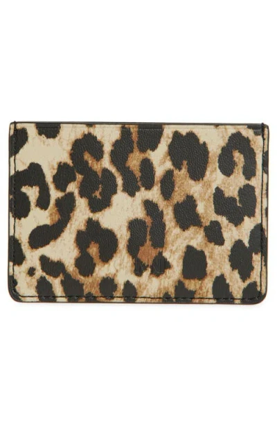 Ganni Leopard Printed Bou Card Holder In Animal Print
