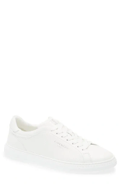 Givenchy Low Top Leather Sneakers With Perforated Detailing In White