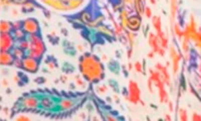 Apny Tie Neck Top In Orange Multi