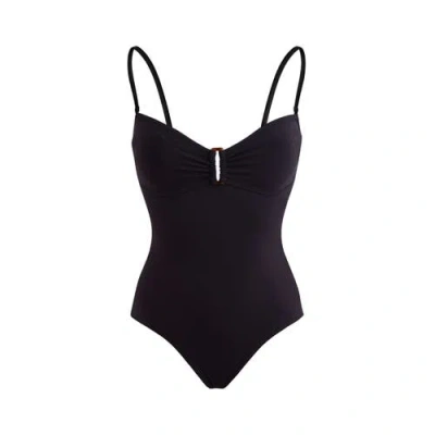 Vilebrequin Solid Bandeau One-piece Swimsuit In Black