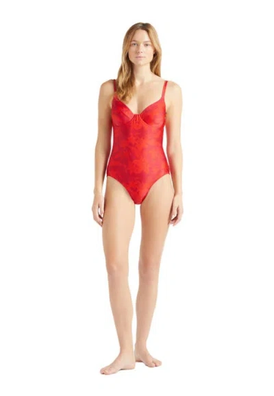 Vilebrequin Flower Power Underwire One-piece Swimsuit In Red