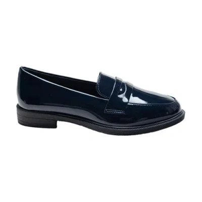 Moustache Patent-finish Penny Loafers In Navy