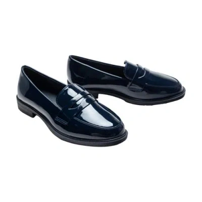 Moustache Patent-finish Penny Loafers In Navy