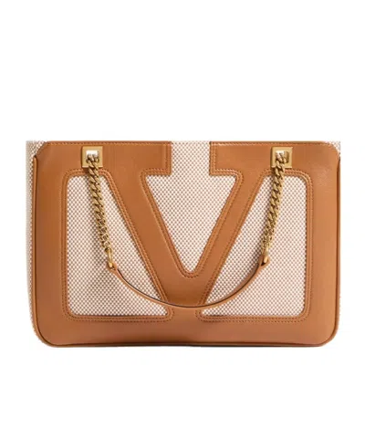 Valentino Small Tote Bag Chain Strap In Brown