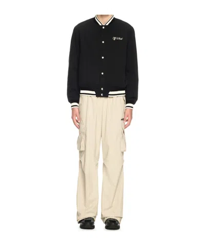 Off-white Off White Men `script Cotgab Souvenir` Varsity Jacket In Black