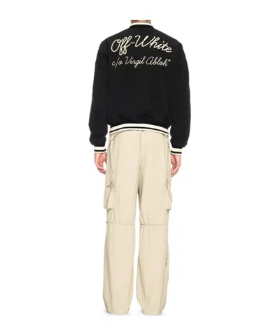 Off-white Off White Men `script Cotgab Souvenir` Varsity Jacket In Black