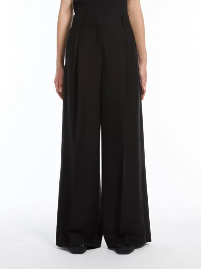 Weekend Max Mara Viscose And Linen Wide Trousers In Black