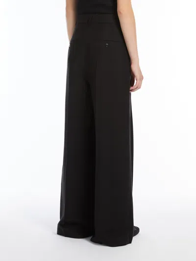 Weekend Max Mara Viscose And Linen Wide Trousers In Black