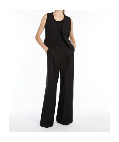 Weekend Max Mara Viscose And Linen Wide Trousers In Black