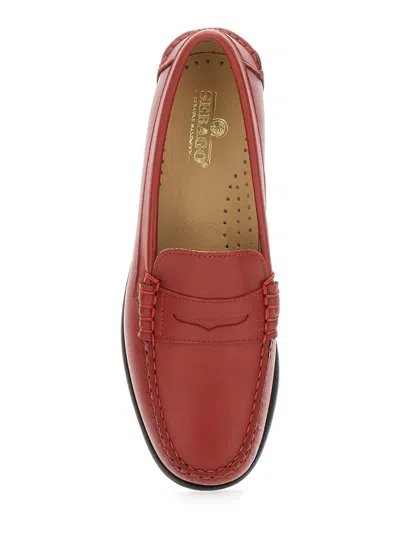 Sebago White Leather Danielle Pop Loafers In Red