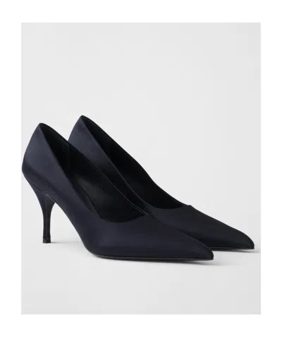 Prada Silk Satin Pumps In Blue