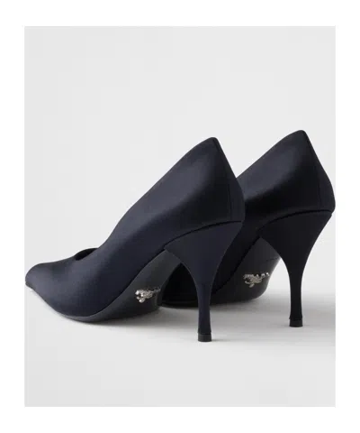 Prada Silk Satin Pumps In Blue