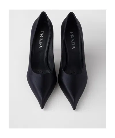 Prada Silk Satin Pumps In Blue