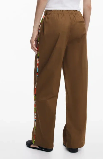 Desigual Cotton Drawstring Pants In Camel