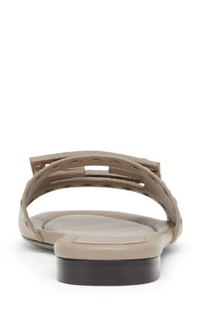 Fendi Women Cappuccino Leather Baguette Slippers In Brown