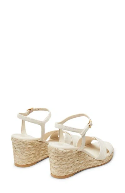 Stuart Weitzman Dayna Denim Crisscross Wedge Espadrilles In Linen/natural Suede