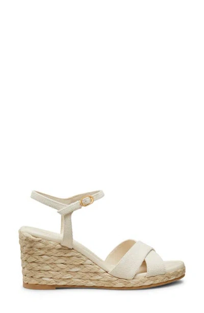 Stuart Weitzman Dayna Denim Crisscross Wedge Espadrilles In Linen/natural Suede