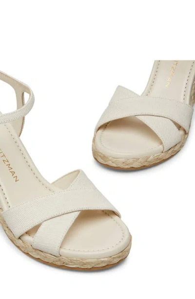 Stuart Weitzman Dayna Denim Crisscross Wedge Espadrilles In Linen/natural Suede
