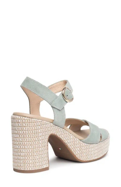 Nerogiardini Suede Criss-cross Strap Woven Platform Sandals In Mint