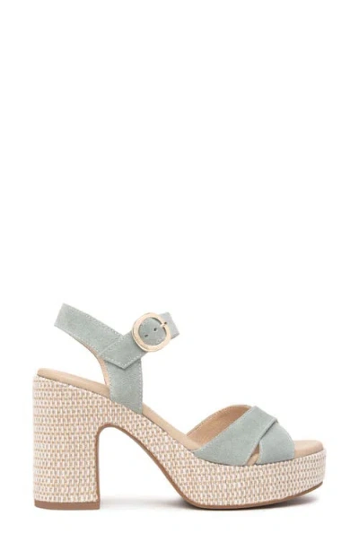 Nerogiardini Suede Criss-cross Strap Woven Platform Sandals In Mint