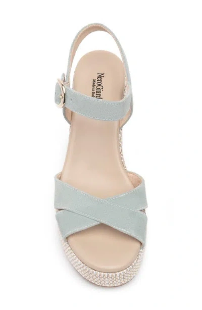 Nerogiardini Suede Criss-cross Strap Woven Platform Sandals In Mint