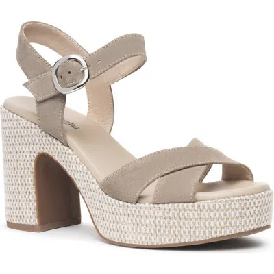 Nerogiardini Suede Criss-cross Strap Woven Platform Sandals In Taupe