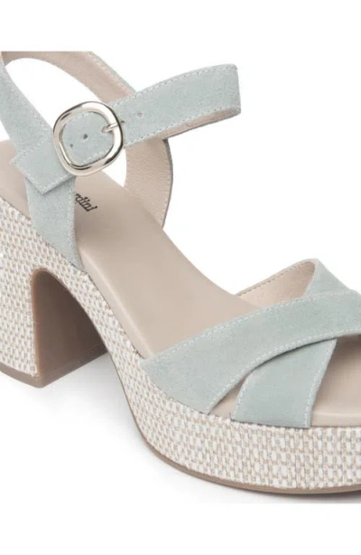 Nerogiardini Suede Criss-cross Strap Woven Platform Sandals In Mint