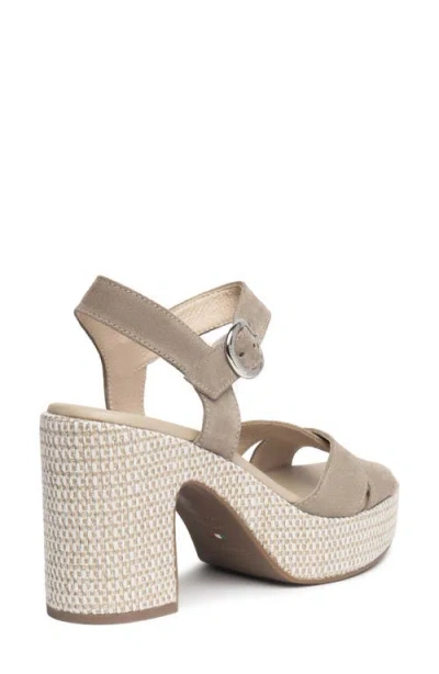 Nerogiardini Suede Criss-cross Strap Woven Platform Sandals In Taupe