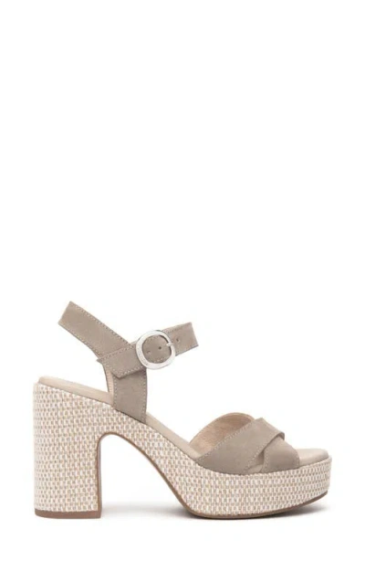Nerogiardini Suede Criss-cross Strap Woven Platform Sandals In Taupe