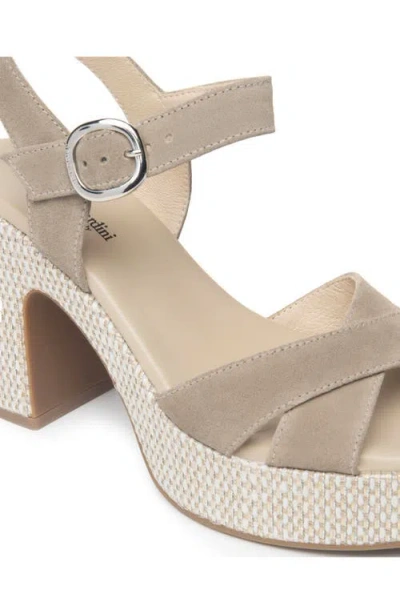 Nerogiardini Suede Criss-cross Strap Woven Platform Sandals In Taupe