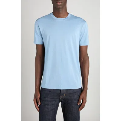 Tom Ford Classic Crewneck Short-sleeved T-shirt In Glass Blue