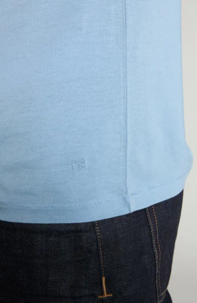 Tom Ford Classic Crewneck Short-sleeved T-shirt In Glass Blue
