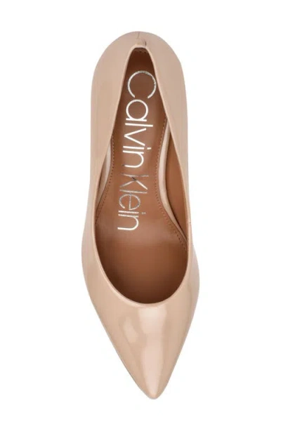 Calvin Klein Gayle Womens Leather Pointed Toe Pumps In Beige